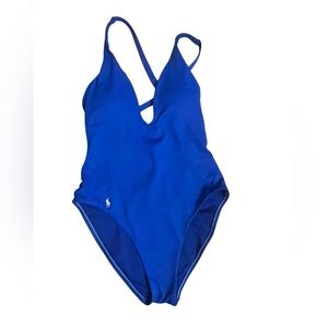 Polo Ralph Lauren Blue One Piece Criss Cross Back Swimsuit